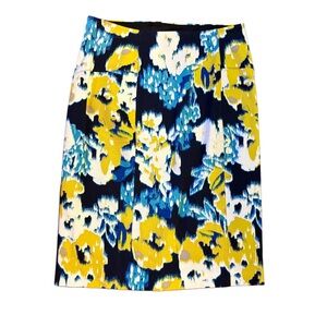Lysse Floral Print Pencil Skirt - Blue and Yellow